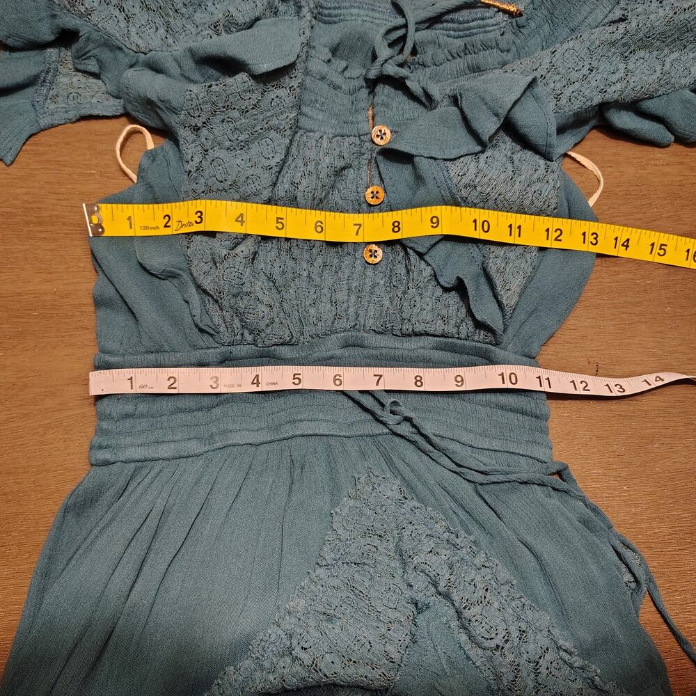 Free People Dancing On Air Lace Maxi Dress Lace Ruffle Boho High Low XS NWOT - Picture 7 of 16